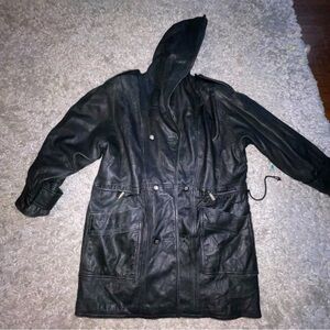 Vintage Cayenne 80s leather jacket men Sz M, Black